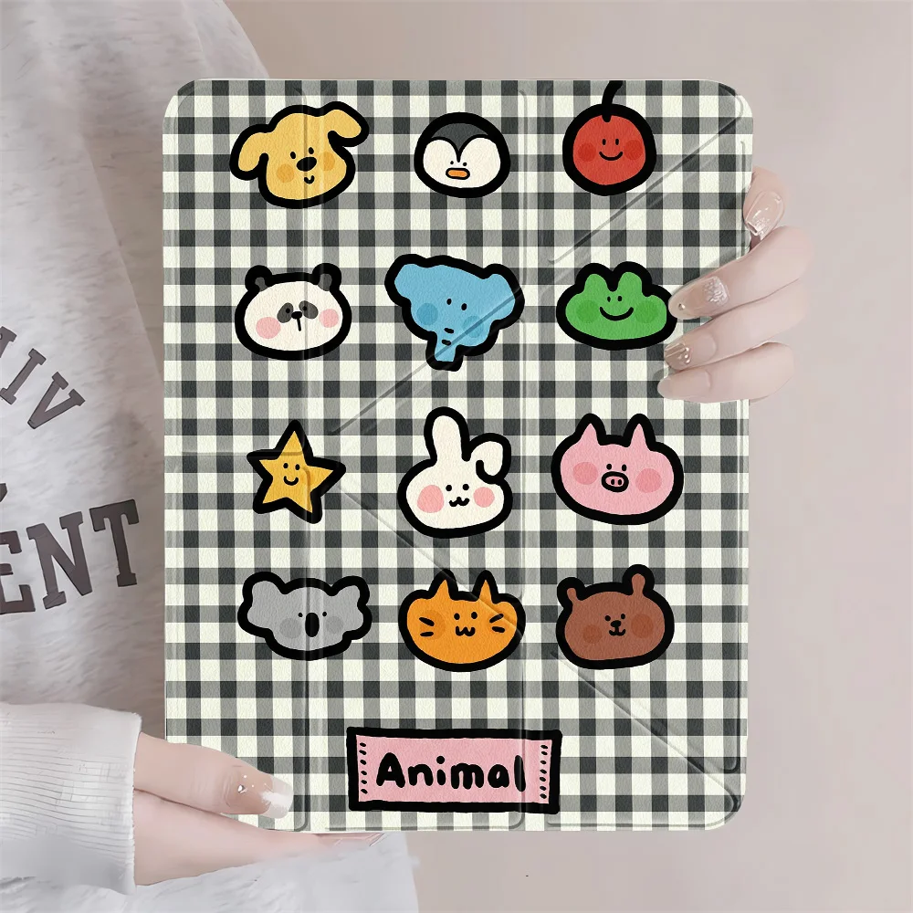 Cartoon Animals Clear Back Tablet Cover with Enhanced Protection