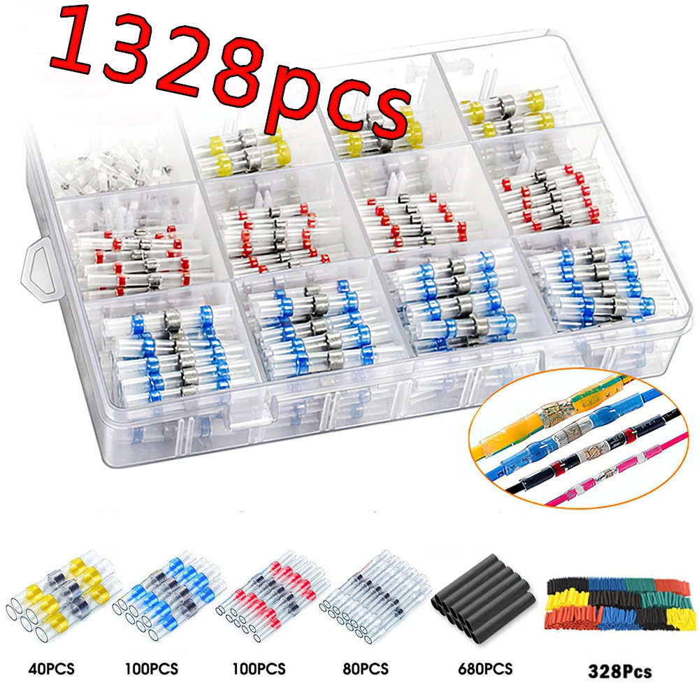 50/500/1328pcs Wire Connector Cable Soldering Terminals Heat Shrink