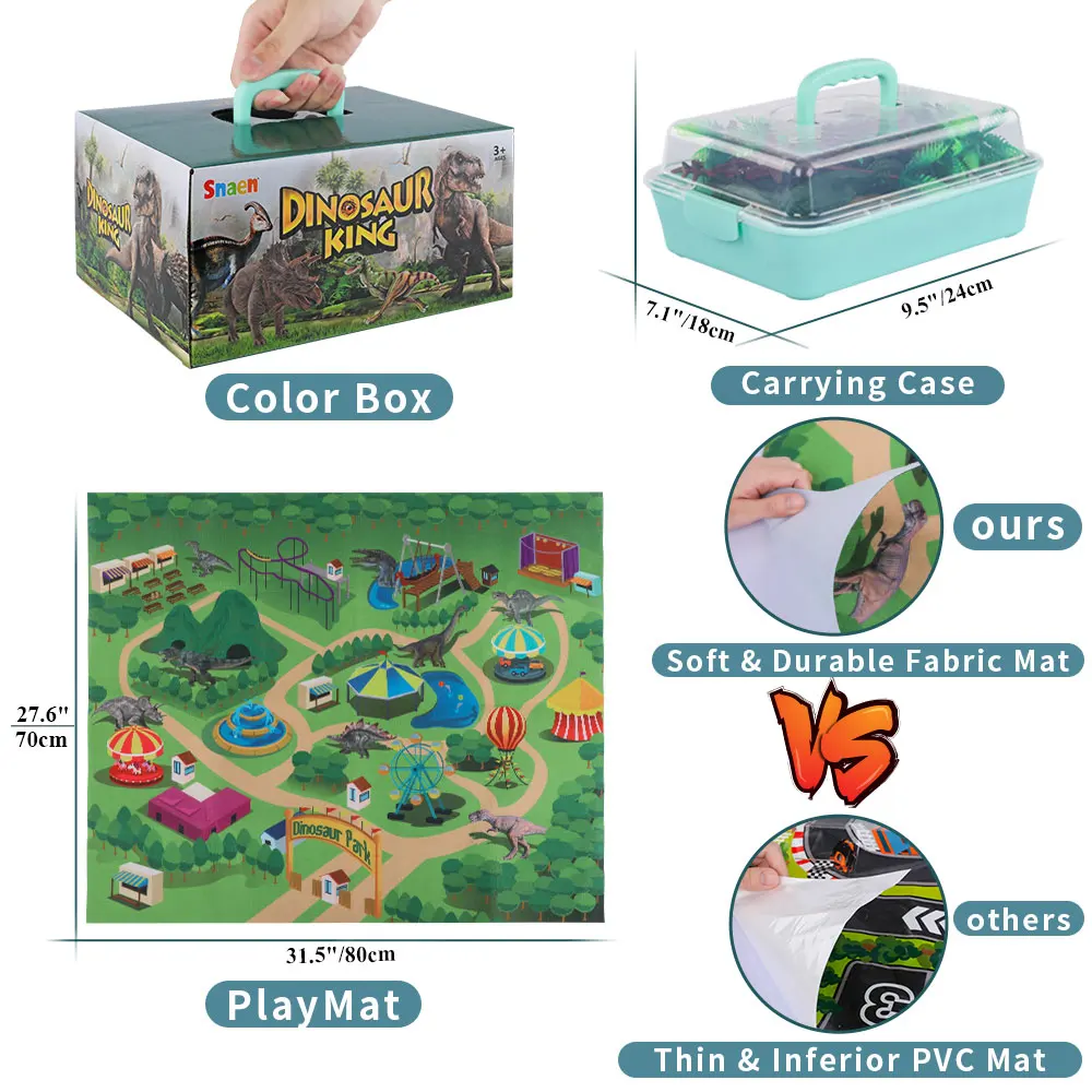 Dinosaur Toys for Kids 3-5 with Activity Play Mat & Trees, Dinosaur Play Set Including T-Rex, Triceratop, Velociraptor,Kids Gift