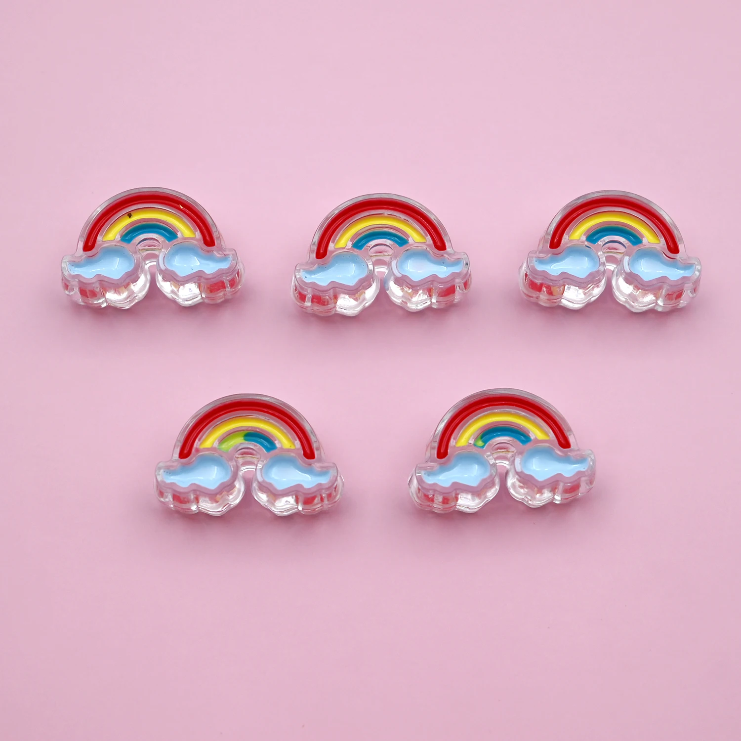 Rainbow Cloud Acrylic Beads for DIY Craft Accessories