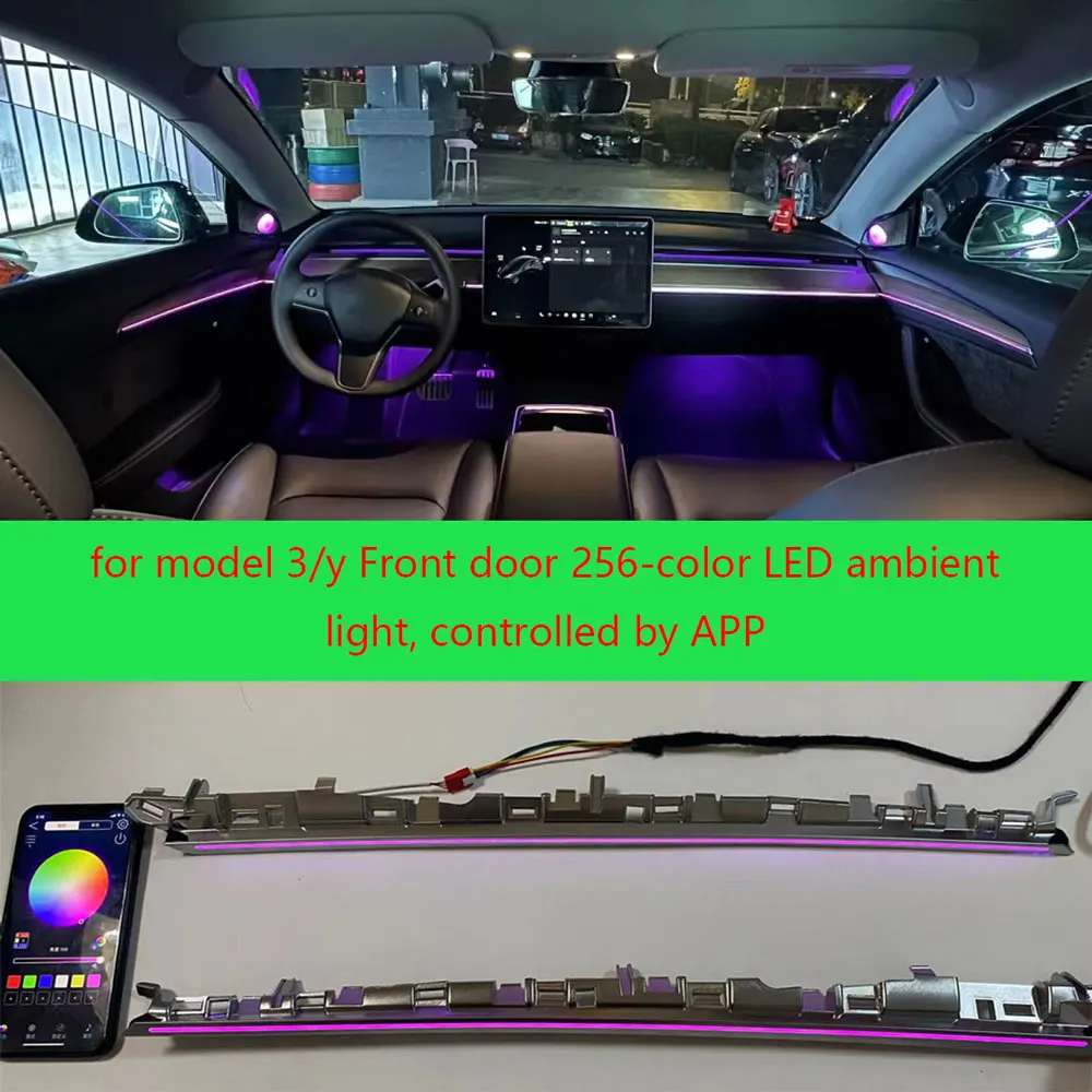 ForTeslaModel3YFrontdoorradiumengravingstyleambientlight256