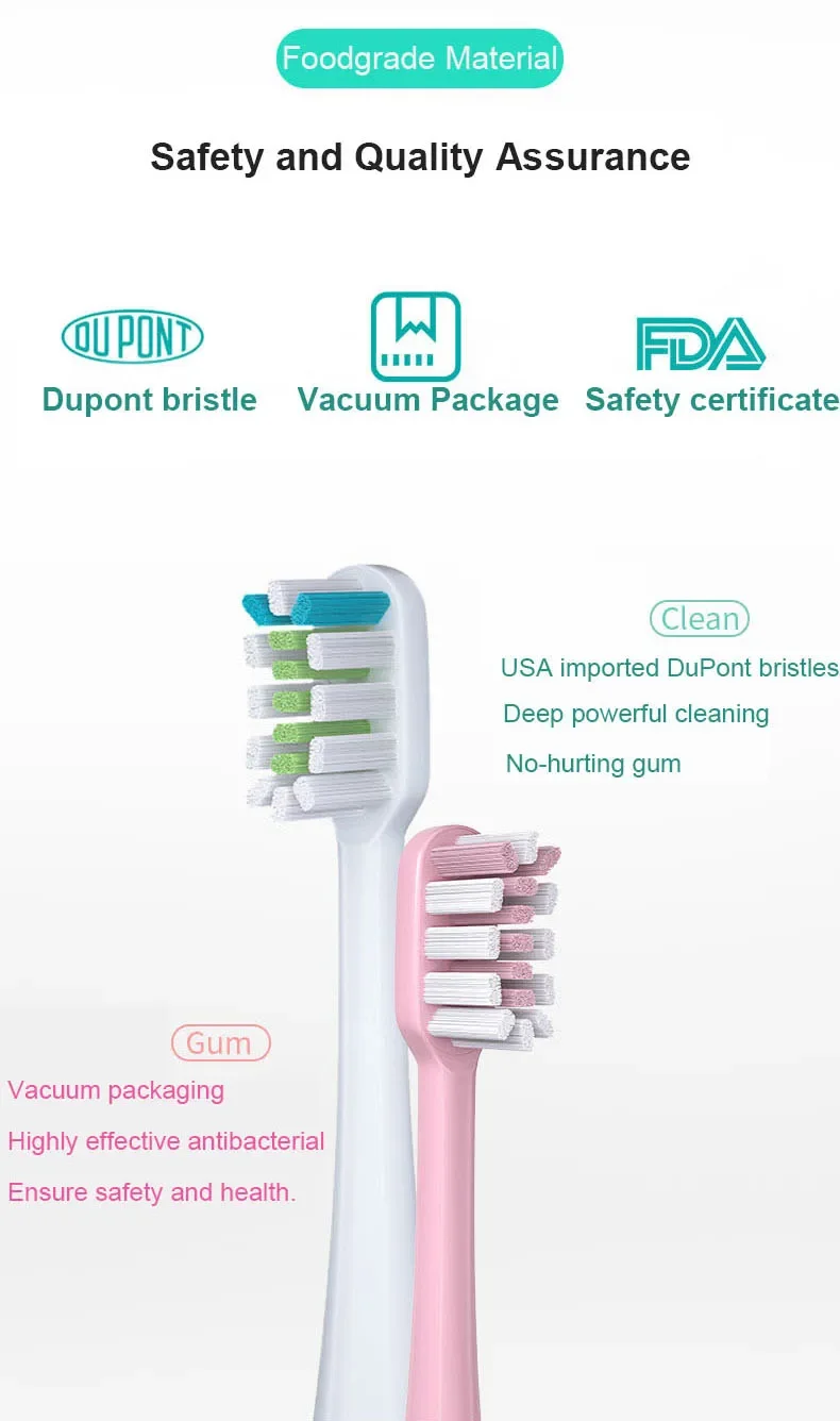 Description Picture 4 of itemFor Iconic Brand SOOCAS Brush Head X3 X5 X3U X1 V1 V2 SOOCARE Replacement Head Bristle Sonic Electric Nozzles with Anti-dust Cap clean
