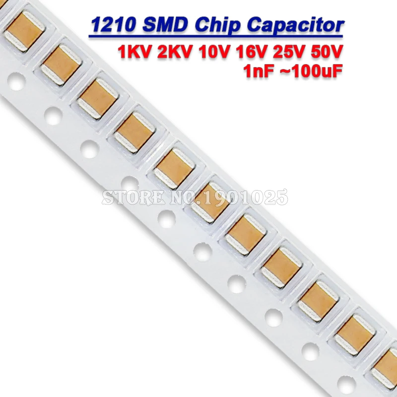 

Микроконденсатор 50 шт./лот 1210 SMD, 1 кВ, 2 кВ, 10 в, 16 В, 25 В, 50 В, 1 нФ, 0,1 НФ, 2,2 НФ, 4,7 НФ, 100 НФ, мкФ, 1 мкФ, мкФ Ф, мкФ, 10 мкФ Ф, 22 мкФ, 47 мкФ Ф, мкФ