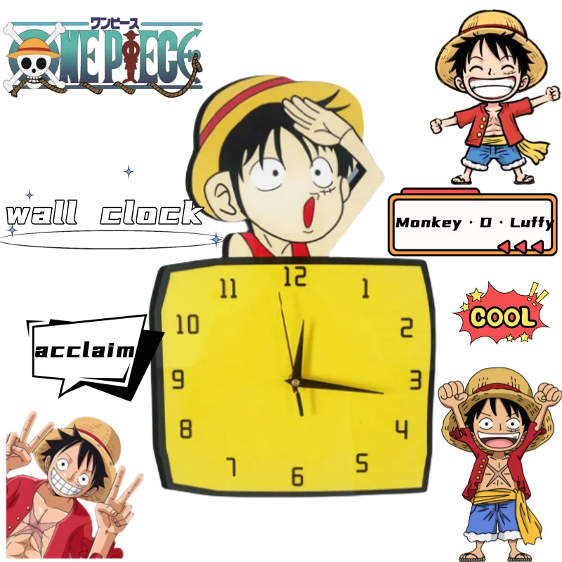 Monkey· D·Ruffy süße süße Kawaii Persönlichkeit Anime periphere Schlafzimmer Wohnzimmer Cartoon Wanduhr stille Uhr Dekoration