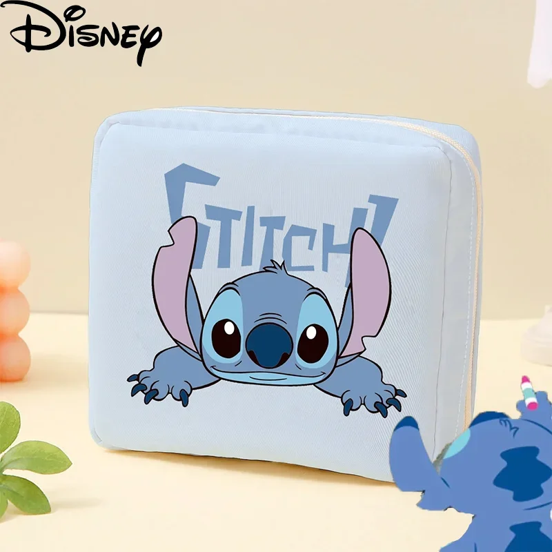 

Disney Stitch Women's Cosmetic Bag Sanitary Napkin Storage Bag Cartoon Cute Mickey Mouse Strawberry Bear Print Mini Coin Purse