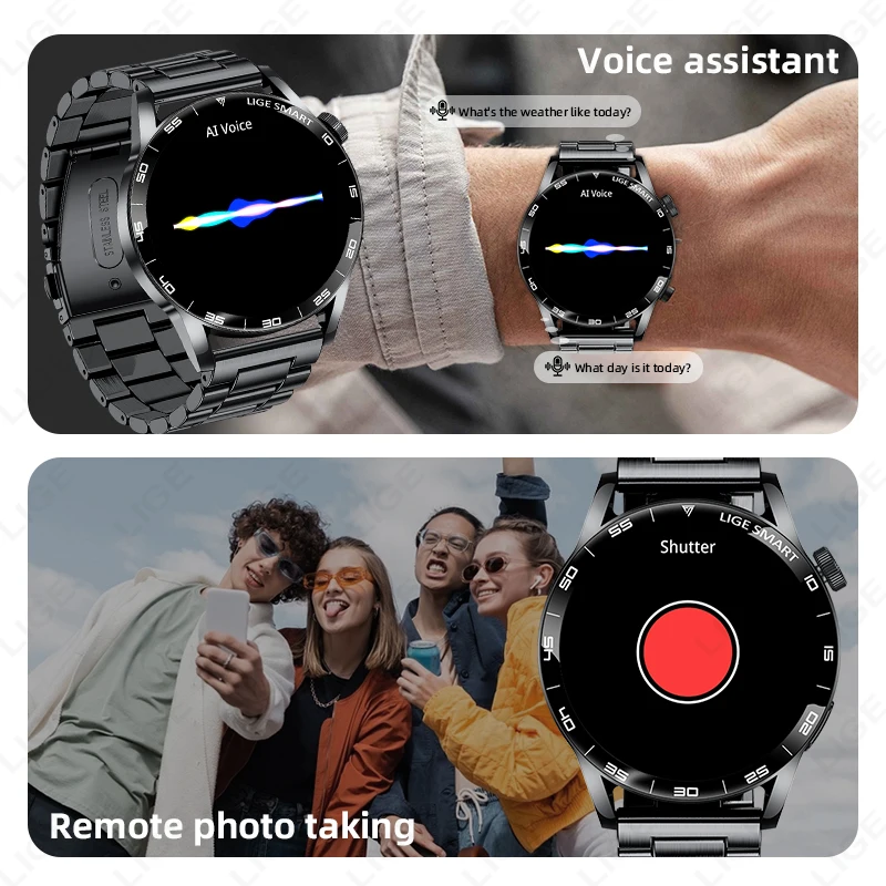 LIGE Outdoor Military Smartwatch Men Bluetooth Talking Smartwatch 1.38" HD Full Touch Heart Rate Monitoring Sports Fitness Watch