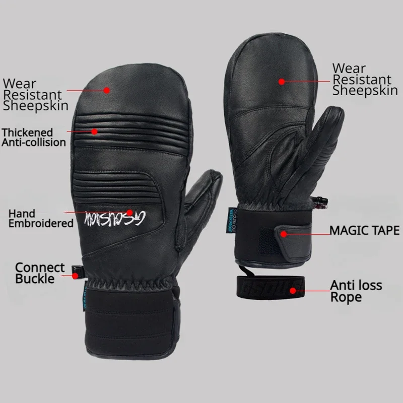Winter 2025 Adult Skiing Gloves Waterproof Windproof Snow Mittens with Cotton Woman Cycling Warm Glove Man Sport Protective Gear 4