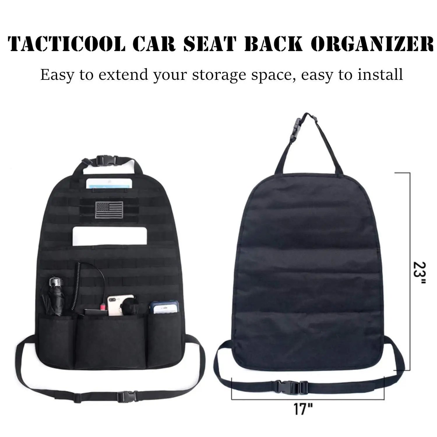 Nylon Tactical Molle Car Seat Organizer Storage Bag for Hunting