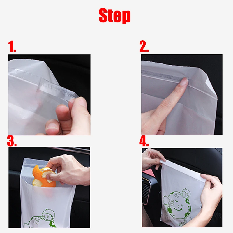 20Pcs Car Trash Bag Disposable Self-Adhesive Bags Sticking Type Auto Storage Seat Back Hanging Garbage Bag for Car Accessories