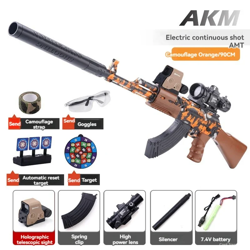 AK47 Rifle Toy Gun Water Gel Ball Paintball Hydro Gun Electric Manual 2 Modes Down Feed Big Model Adult Boys Kid for CS Fighting 4