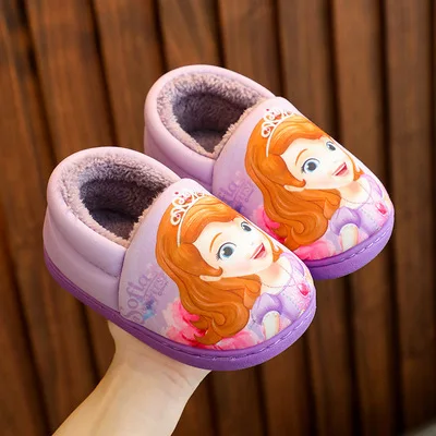 Princess Aisha Winter Children's Cotton Slippers Girl's Parent-child Snow and Ice Strange Fate Non Slip Warm Baby Slippers best leather shoes Children's Shoes