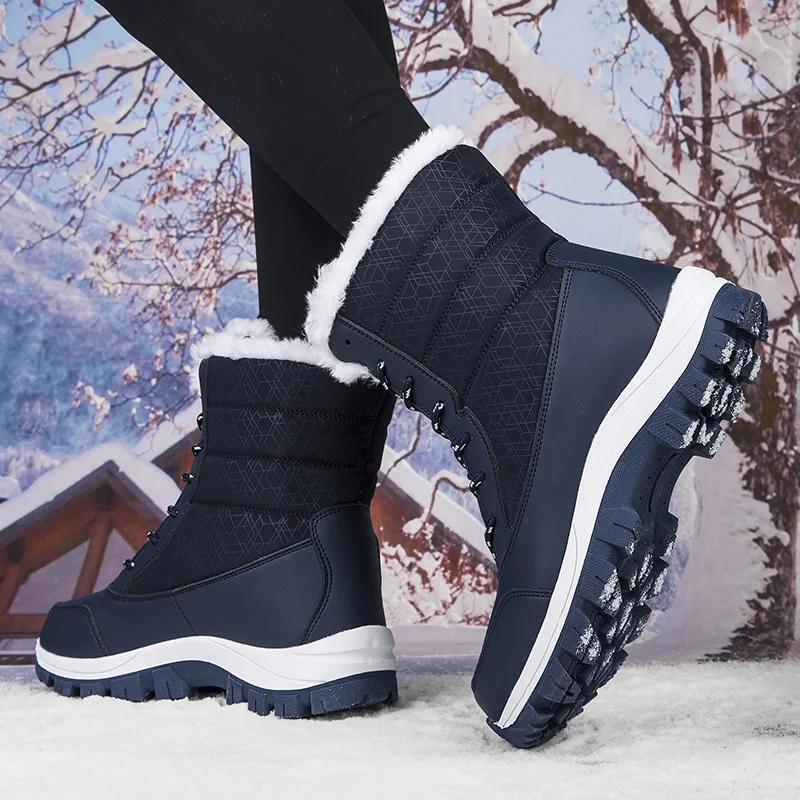 Women's Snow Boots Winter Thermal Fur Lined Boots Waterproof Hiking Trekking Ankle Booties for Woman_voghion.com