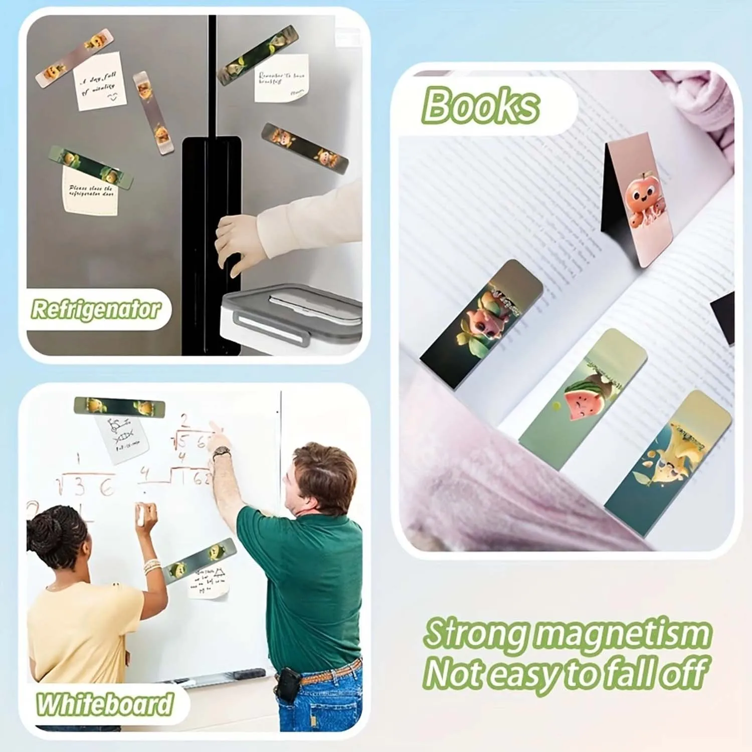 12pcs Magnetic Bookmarks Cute Fruit Page Markers for Students