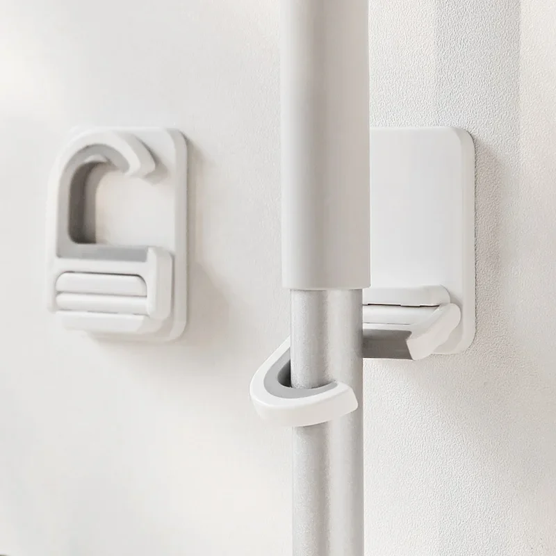 Wall Mount Broom Mop Clip Holder Self-adhesive Broom Brush Mop Hanger Organizer Rack Kitchen Bathroom Multi-Purpose Hook