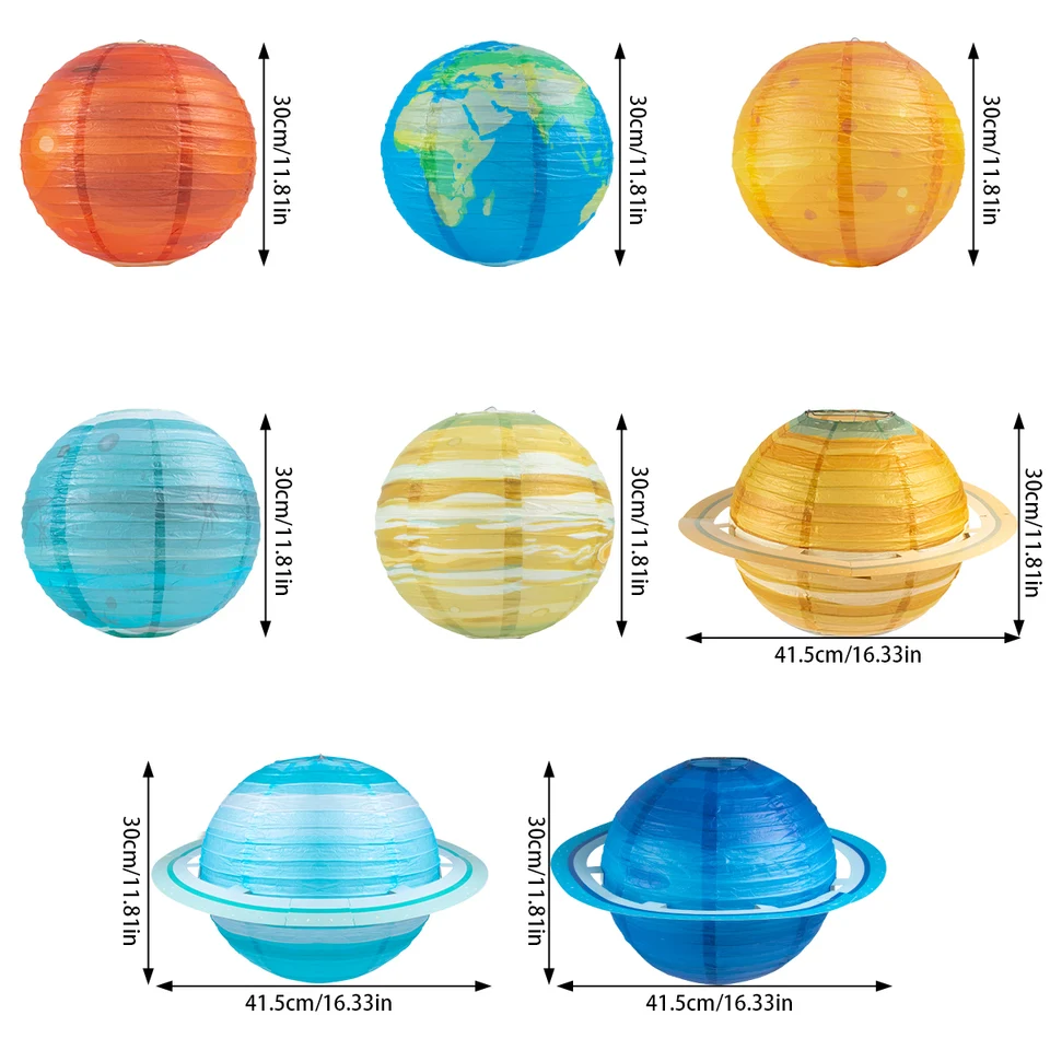 Solar System Paper Lanterns - 8 Planet Hanging Decor For Space Theme Parties & Room Decor - View #8