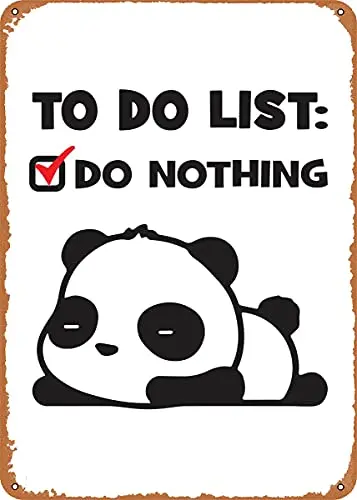 

Lazy Panda to Do List Vintage Look Metal Sign Patent Art Prints Retro Gift 8x12 Inch