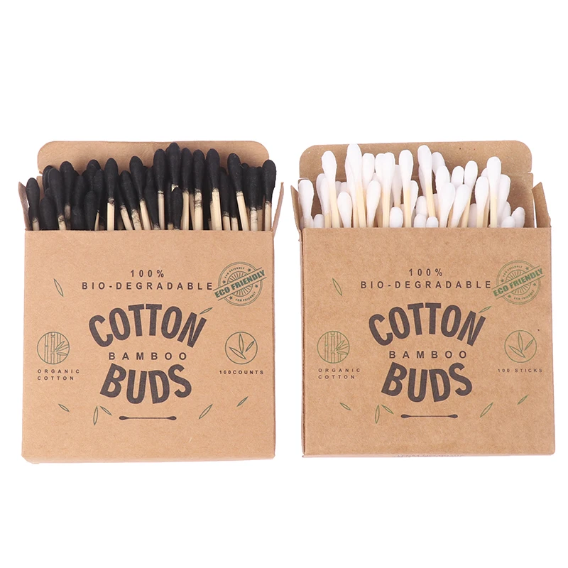 

100PCS/Box Double Head Cotton Swab Bamboo Sticks Cotton Swab Disposable Buds Cotton For Beauty Makeup Nose Ears Cleaning