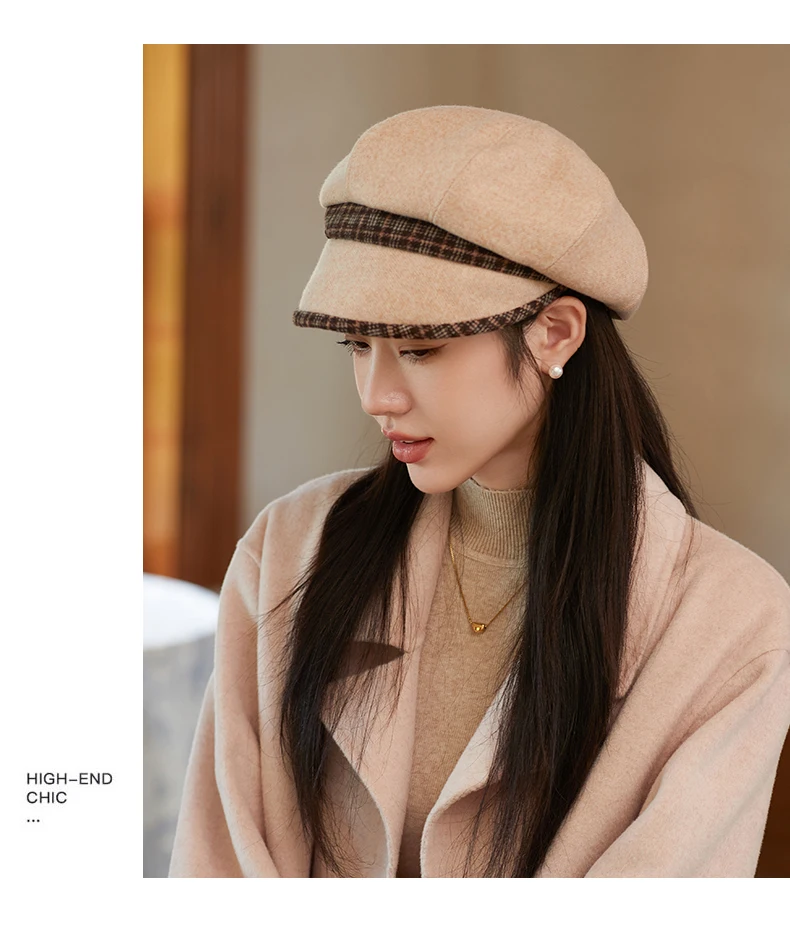 Cappello ottagonale in tweed caldo per uomini e donne da strillone invernale unisex per cappelli da detective maschili berretti piatti retrò chapeau_voghion.com