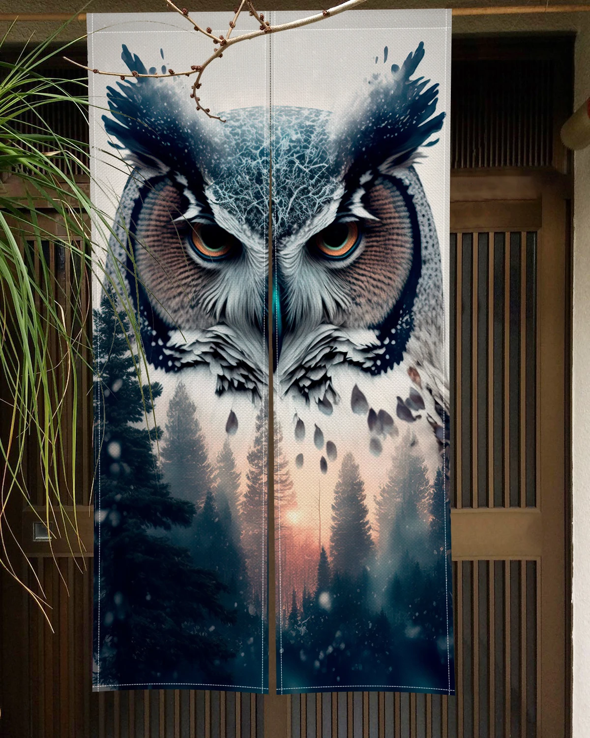Chinese Dragon Painting Door Curtain Panel Traditional Crane Owl Japanese Style Doorway Curtain Entrance Hanging Half-Curtain 6