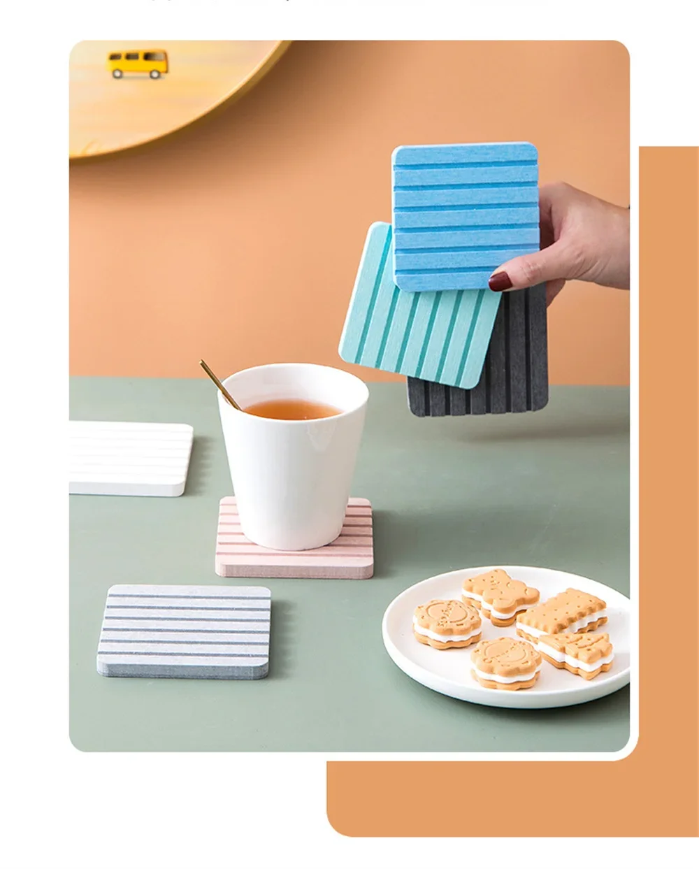 Description Picture 4 of itemDiatomaceous earth coaster tooth cup soap box absorbent pad diatom mud pad home dining table teacup insulation pad wholesale