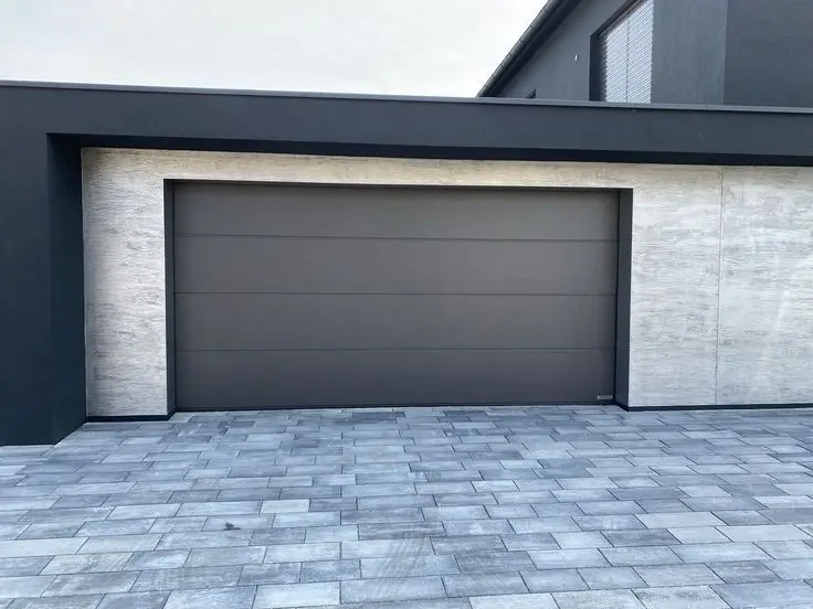 Waterproof Automatic Garage Door Black Aluminum Framed Frosted Glass Sectional Residential Garage Screen Door with Motor