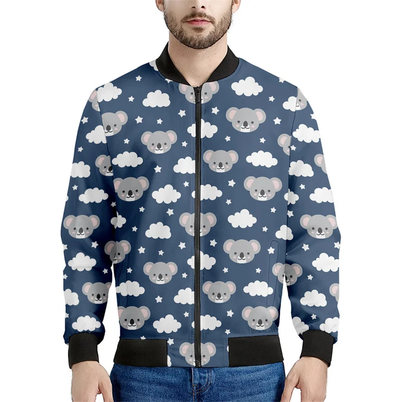 thumbnail image 1 of Chaqueta con cremallera y estampado 3D de animales de dibujos animados para hombre, chaqueta informal de calle con cremallera, sudadera estilo aviador para primavera y otoño, 1 of 4