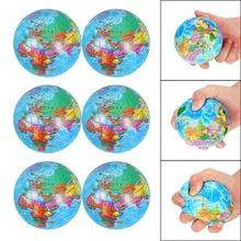 

6pcs 6.3cm Squeeze Balls World Map Earth Globe Antistress Foam Ball Sensory ADHD Autism Squishy Bag Fillers For Adult Children