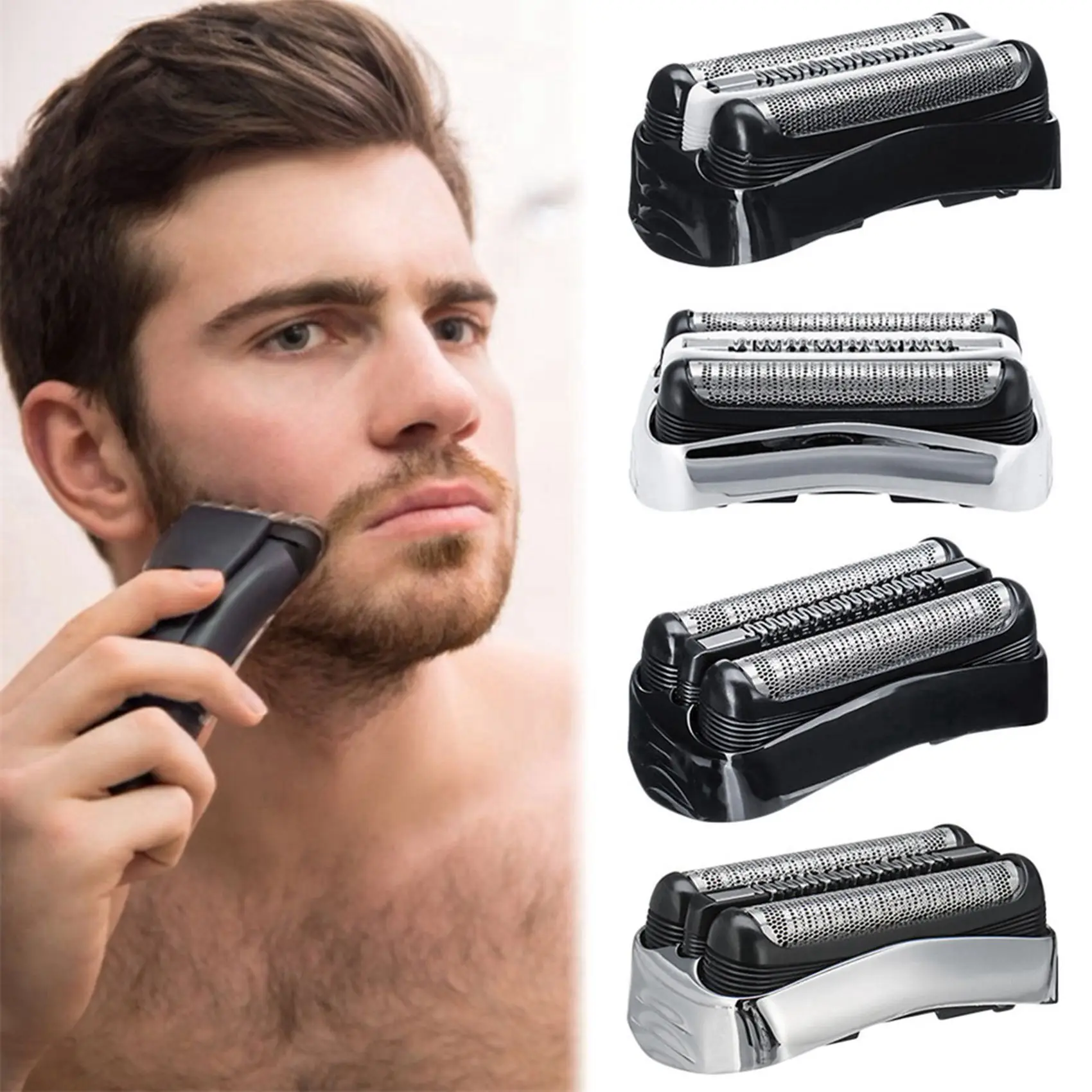 

2PCS 21B/32B Shaver Replacement Head Knife Net Membrane for Braun Series 3 Electric Razors 3 301S 310S 320S 330S 340S