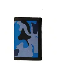 Kids and Teens Blue Camo Trifold Wallet - Stylish Camouflage Design Credit Card Holder (MULTI)