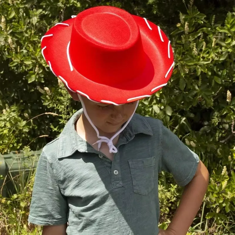 1/5pcs Brown Red Felt Woody Cowboy Hat for Children Adjustable Western Big Brimmed Cowboy Cap Outdoor Sports Climbing Wilderness