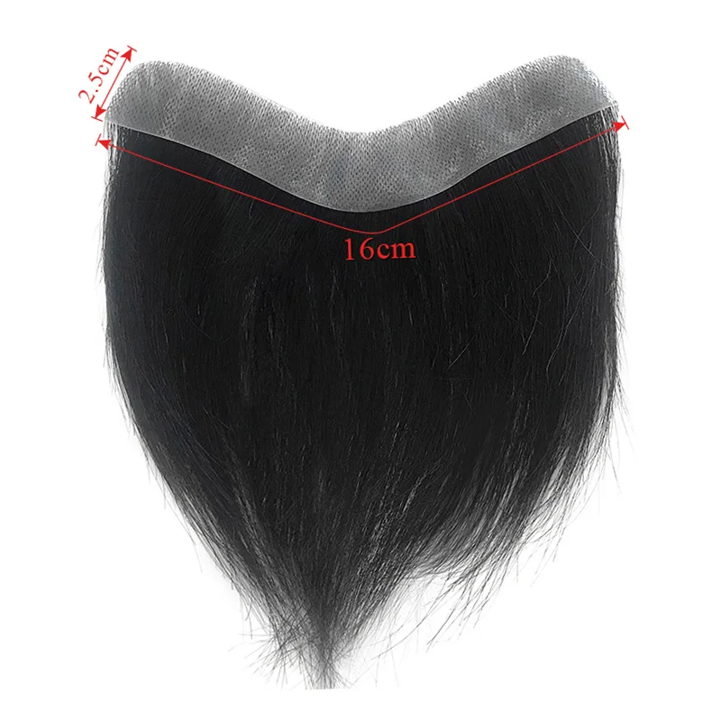 Gerader Vstyle-Front-Echthaaransatz für Männer, dünne Haut, Voll-PU, 0,08 mm, indisches Echthaarteil, Vloop, natürliches Echthaar-Toupet-Perücke – Detail 8