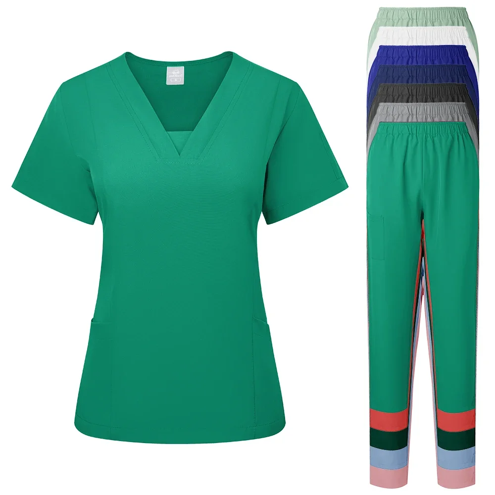 Pet Grooming Doctor Uniforms Non-sticky Hair Nurse Women V-neck Thin and Light Fabric Medical Clothes Summer Clinical Uniform nurse scrubs top nurse uniform dress nurse uniform suits