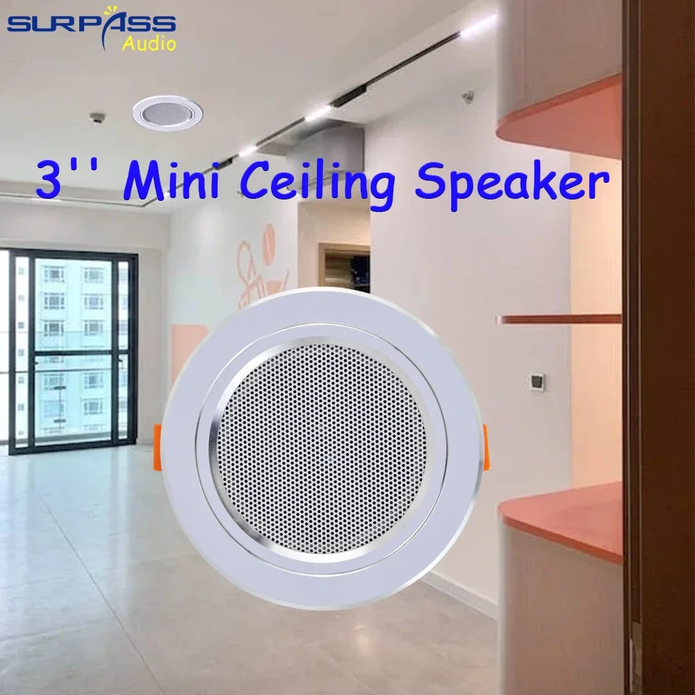 3-Inch 8-Ohm 10W Bathroom Ceiling Speakers Passive Speaker Moisture-Proof Aluminum Sound Quality Background Music Audio System wall ceiling speaker