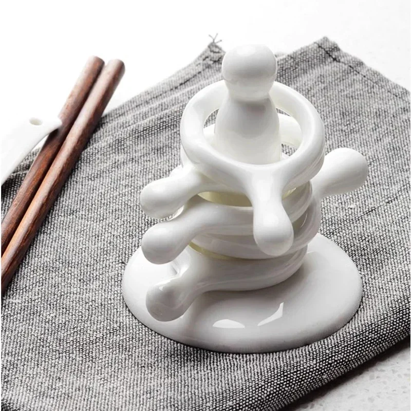 Ceramic 5 Tier Spoon Rest Household Spoon Pillow Holder Japan Style Ceramic Chopsticks Pillow Chopstick Rest for Home Tableware