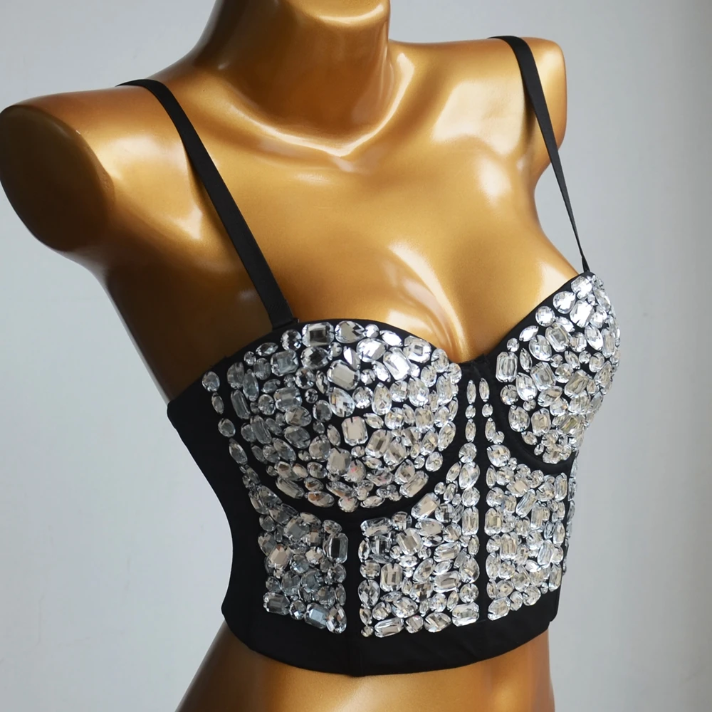 Cupnaya Colorful Crystal Women Sexy Spandex Stretch Crop Top