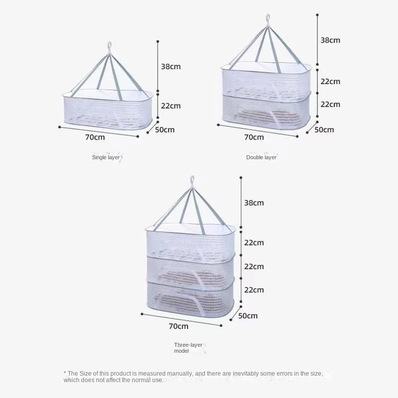 3layer Drying Net Breathable Quick Drying Hanging Mesh Holder Anti-mosquito Drying Foods Fish Net For Socks Underwear Drying