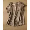 Silk ort Sve T-irt Women's Summer Faionable Top Mid-aged Mom Large Size Ladies' Clothing round Ne Slim Fit Spring