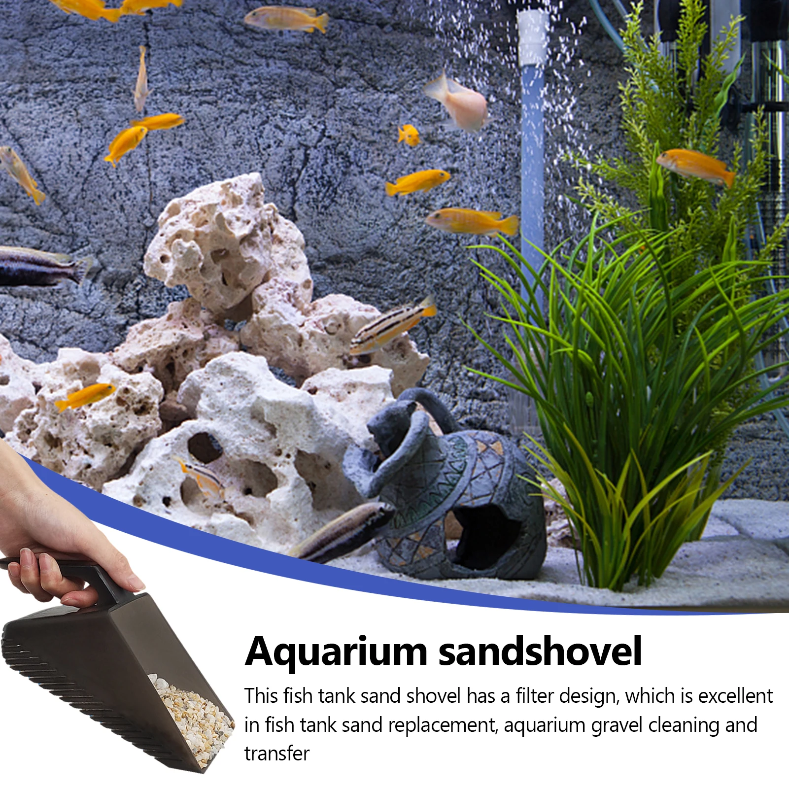 Aquarium Shovel Cat Litter Scoop Gravel Strainer Fish Tank, 54 OFF