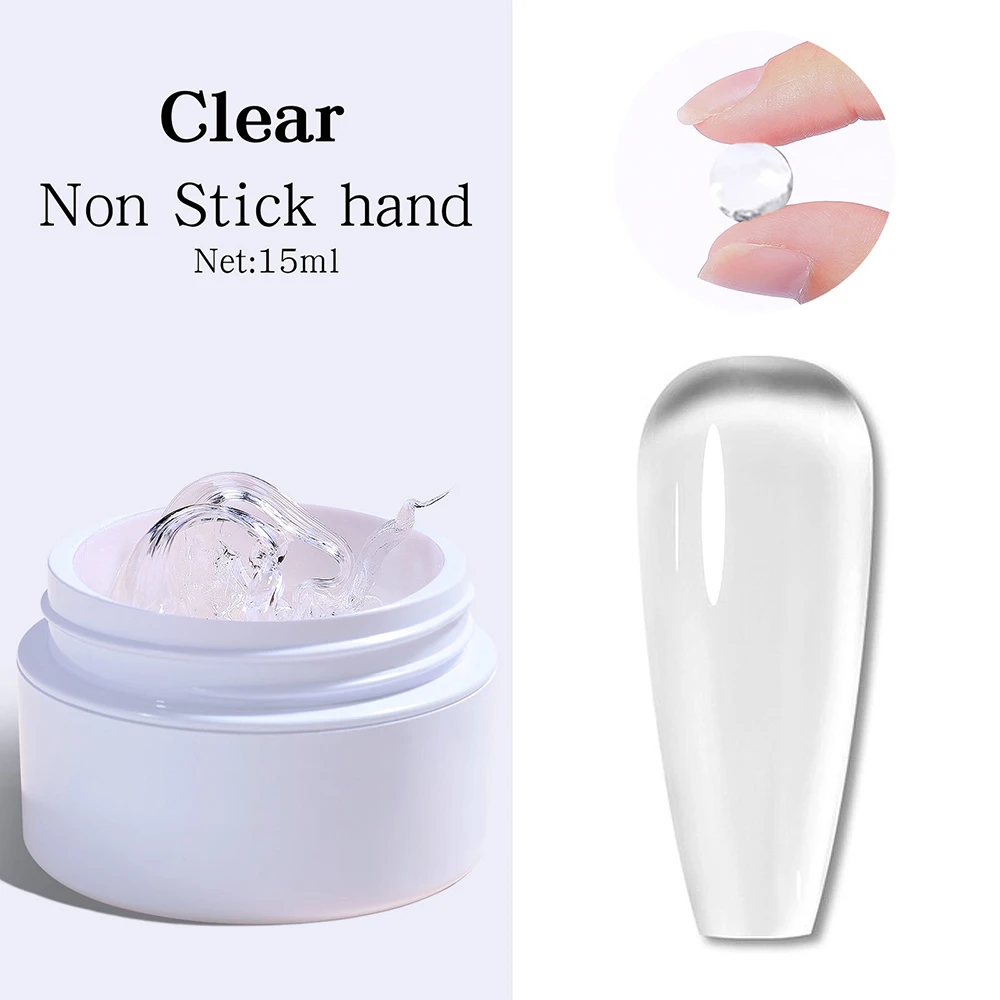 3 Bottles 15ml*3 Solid Builder Gel for Nails Sculpture 3D Gel Nail Poly Extension Gel Builder Pink/Clear/White Easy Extension 3
