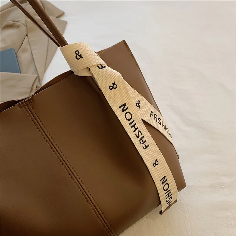 Street Fashion Women's Bag Versatile PU Leather Shoulder Bag with Scarf Stylish Tote Bag Large Capacity Handbag Women Daily Use