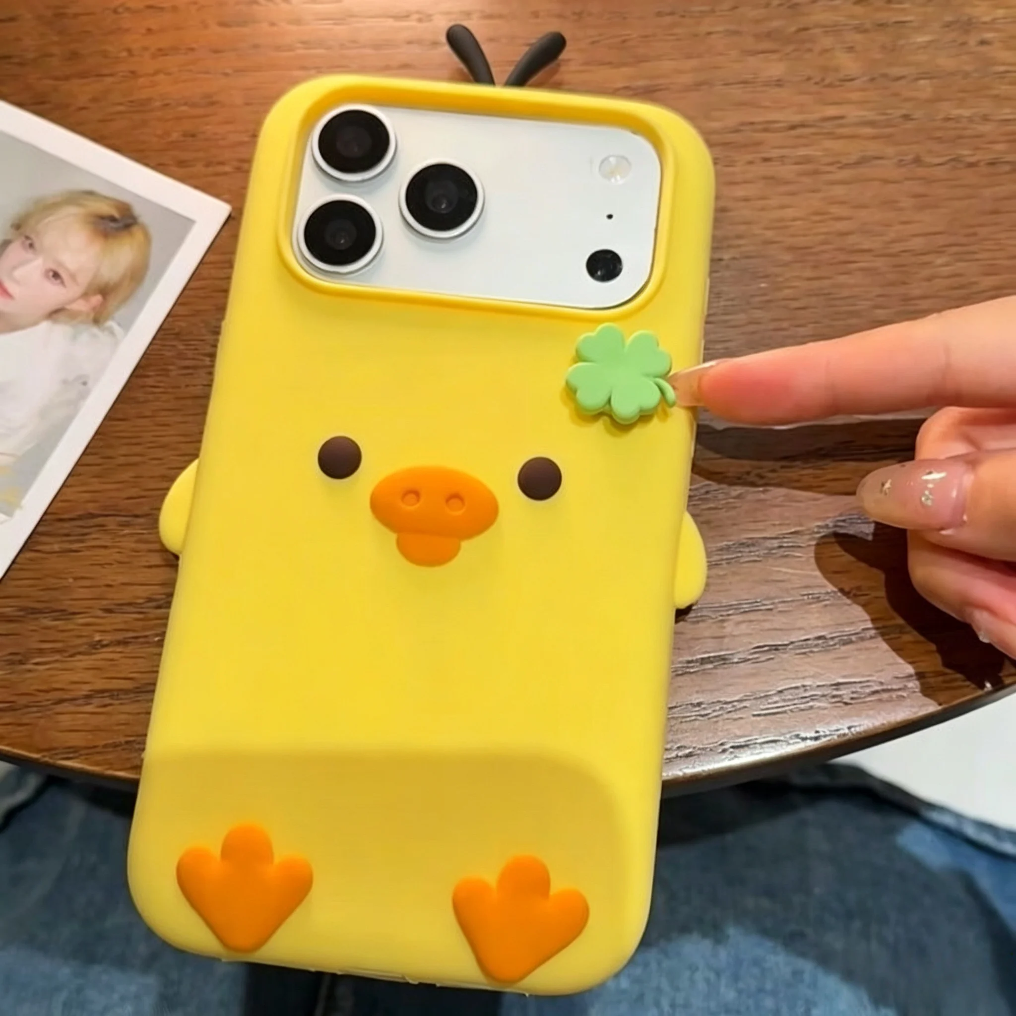 Adorable 3D Rotating Yellow Chicken Silicone Phone Case