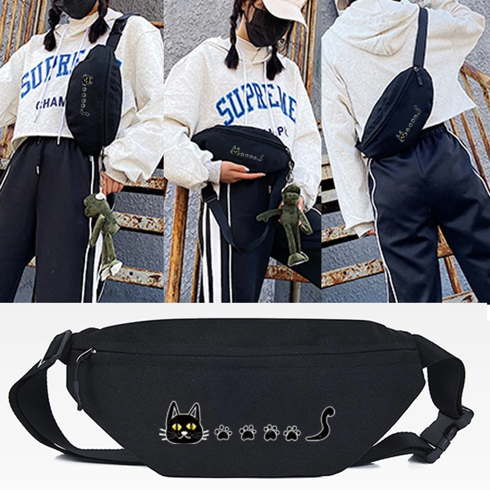 Riñonera estampado de gato negro para hombre y mujer, bolso cintura con cadena, bandolera hombro y Unisex, 2022|Riñoneras| - AliExpress