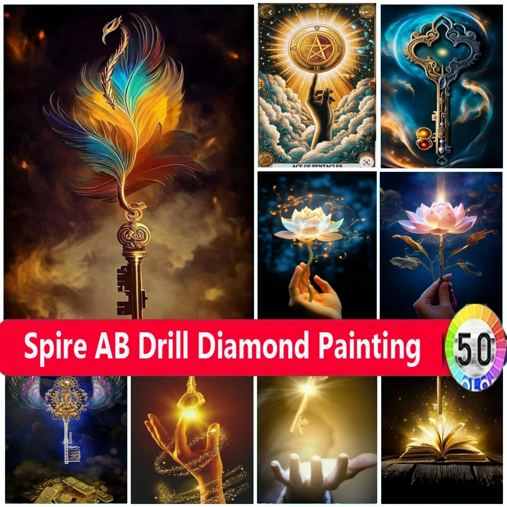 

God's Key Diy AB Diamond Art Painting Kit New 2024 Embroidery Lotus Mosaic Amen Quadro Cross Stitch Home Decor Kids Kitchen Gift