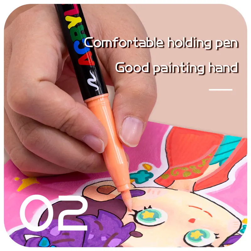 12 Colors Skin Tone Markers Pens,Nylon Soft Head Acrylic Markers,Waterproof Pen Soft Brush Nib Skin Color Figure Painting School