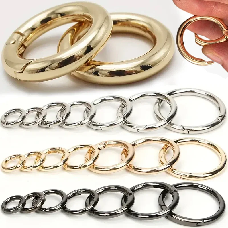 

10pcs Metal O Ring Spring Clasps for DIY Jewelry Openable Round Carabiner Keychain Bag Clips Hook Dog Chain Buckles Connector