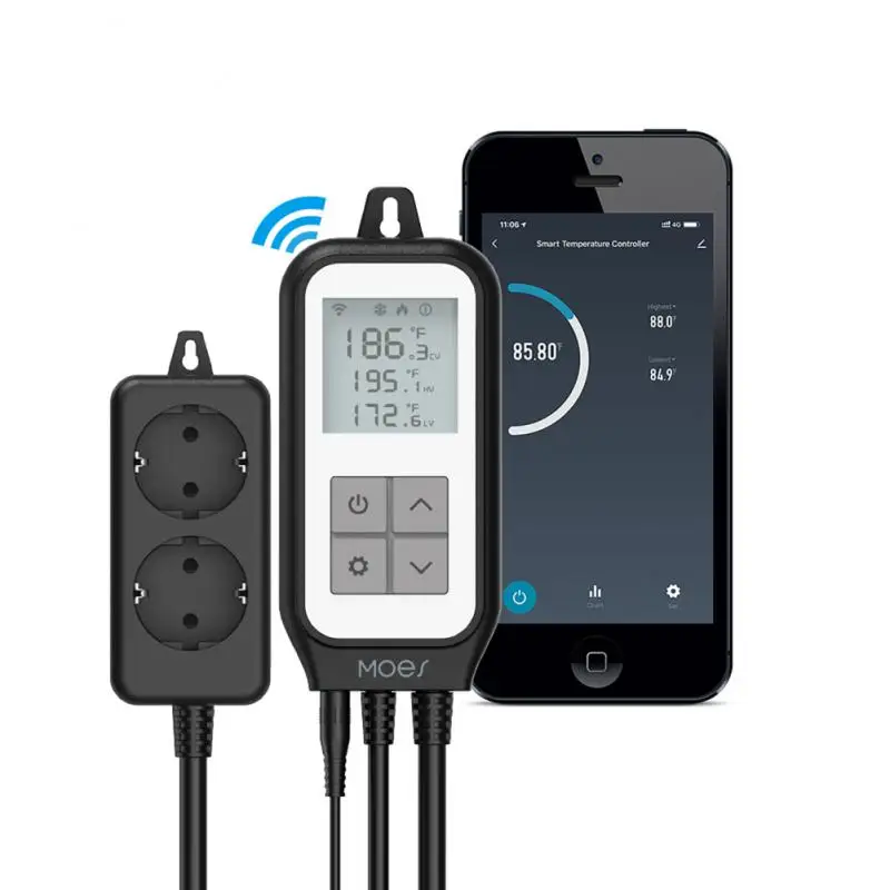 

WiFi Digital Temperature Thermostat Outlet Plug Heating Cooling Mode Carboy Aquarium Home Brewing Tuya Smart Life App Control