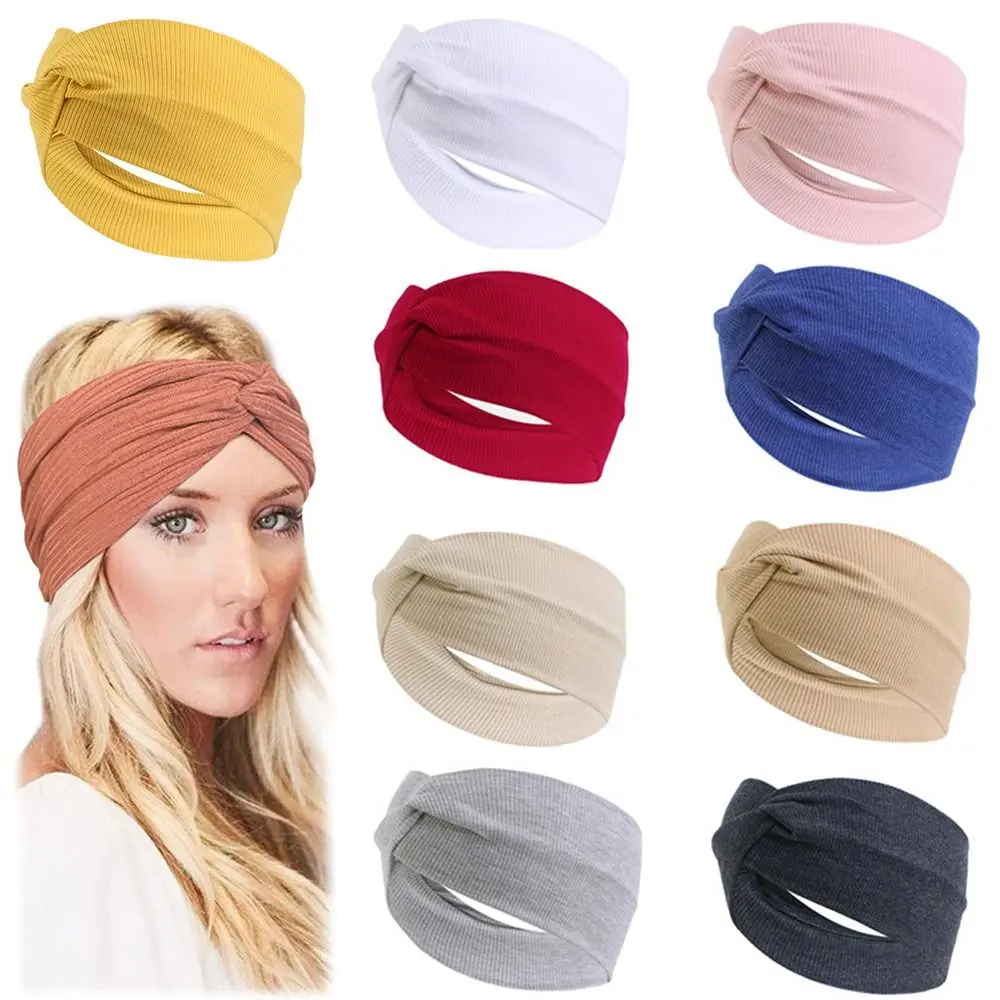 

High Quality Nonslip Elastic New Fold Yoga Hairband Wide Sports Headband Stretch Hair Band Turban Running Headwrap