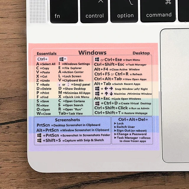 1 feuille Autocollant de raccourci clavier compatible avec MacBook