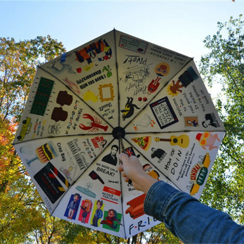 

Friends TV Series Folding Umbrella Central Perk Anti-UV Umbrella Waterproof Portable Sunshade Beach Umbrella For Friends Lovers