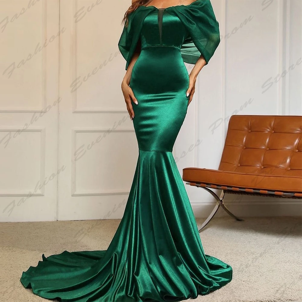 

Sexy Backless Beautiful Evening Dresses Gorgeous Satin Elegant Off Shoulder Simple Slimming Mopping Prom Gowns For Women 2024